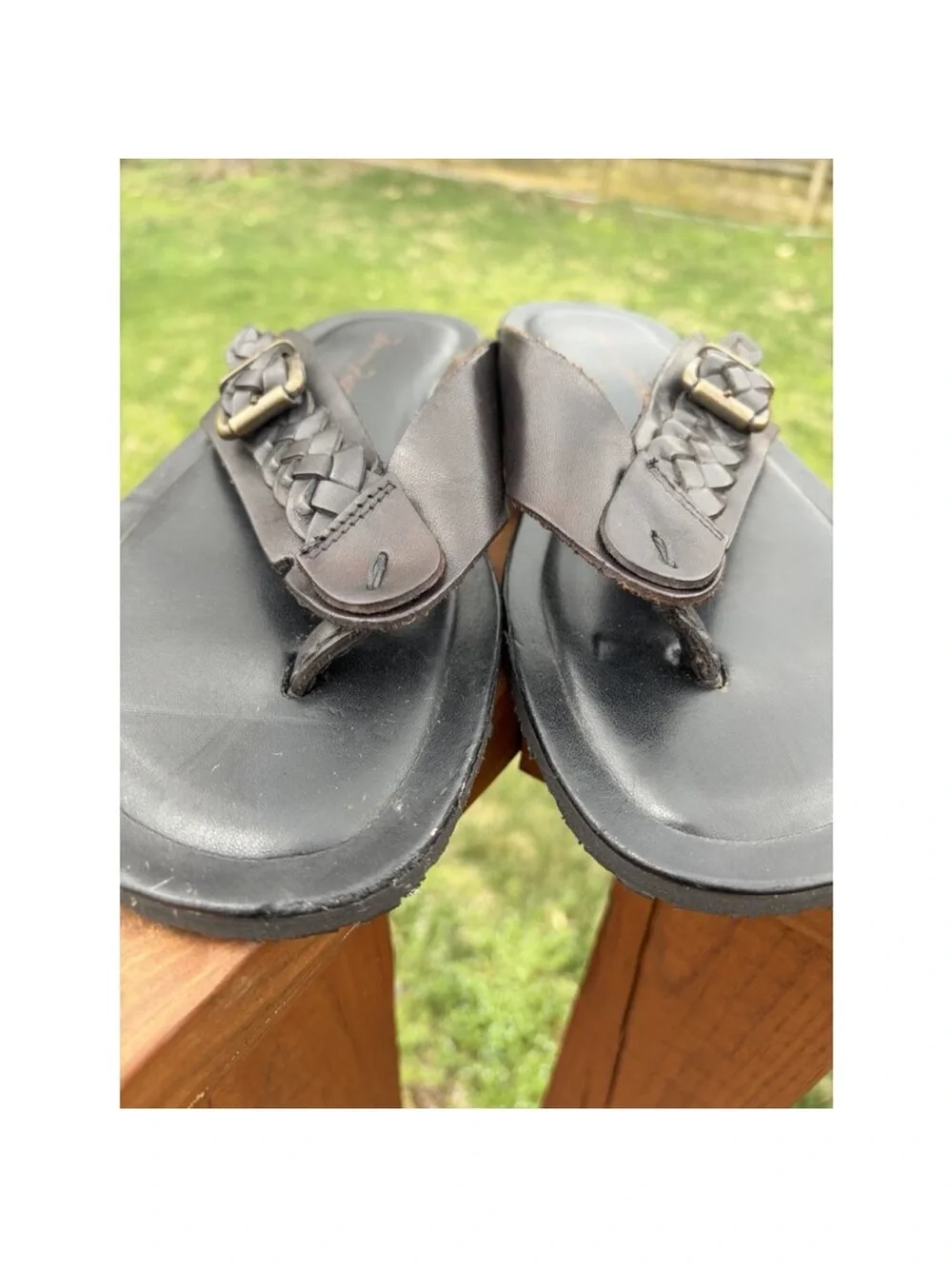 Massimo Matteo Braided Leather Thong Sandals - Dark Brown Sz 9